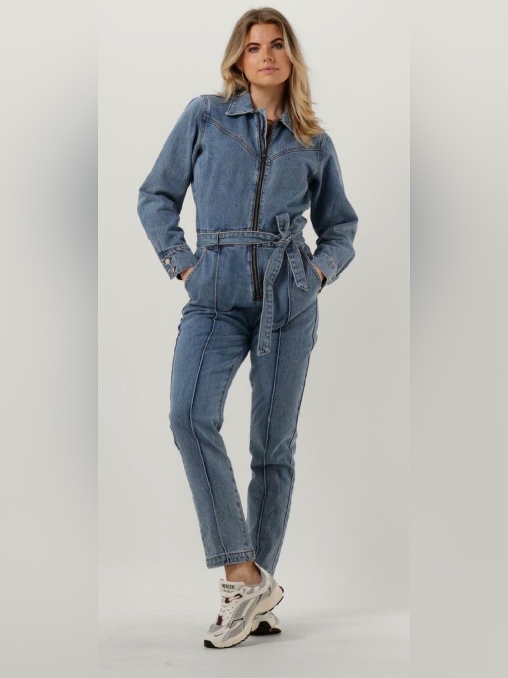 Circle of Trust Levy Jumpsuit- Denim Tie-Waist Jumpsuit Small NWT​